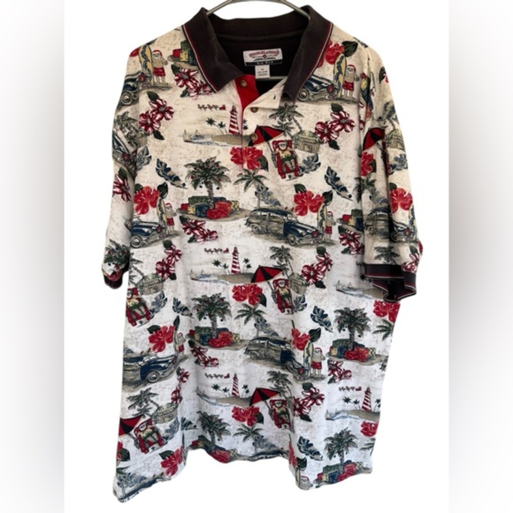 Boca Classics Men's Vintage Tropical Santa Christmas Polo Beach Big Man Size 1X‎